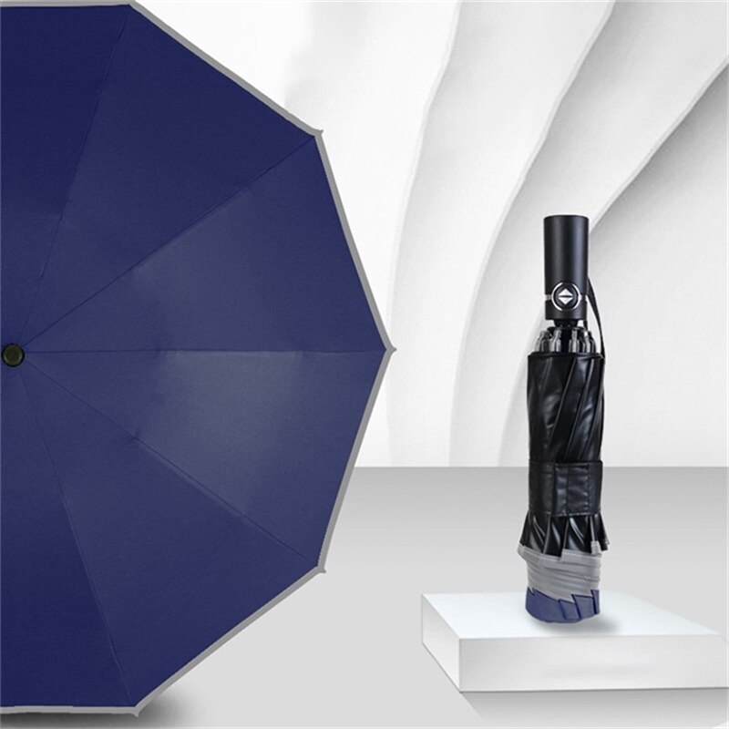 Only Jime Automatic Reverse Umbrella Windproof Umbrellas Folding Waterproof Folding Reverse Umbrella Rain Gear: Navy