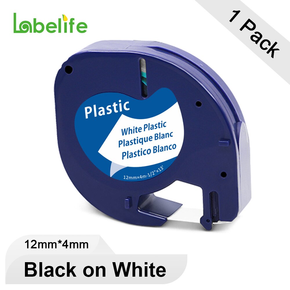 1Pc 91201 91200 91202 91203 91204 91205 12267 12Mm Labeltapes Compatibel Voor Dymo Letratag Voor Dymo LT-100H LT-100T Label Maker: Plastic White