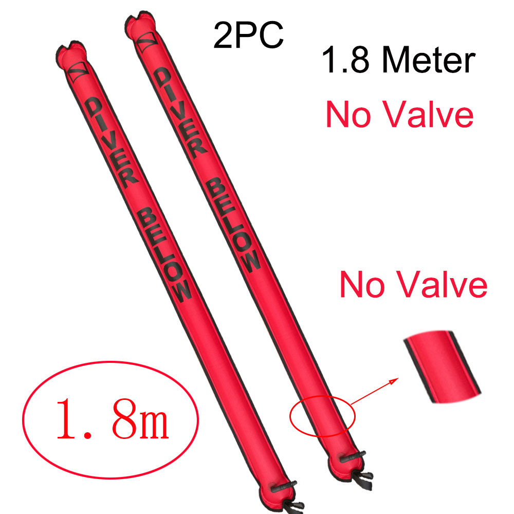 1.1M-1.8M Closed-End Scuba Diving Surface Marker Buoy SMB Drift Diving Ascending Signal Tube Safety Sausage for Wreck Snorkeling: 1.8M Red 2PC