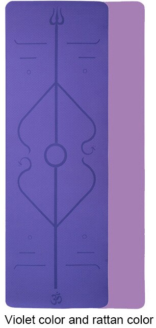 Tpe-yogamatte mit rutschfester oberfläche, positionslinien für fitness, gymnastik und pilates, inklusive yogamattentasche, 2 farben: Violettes rattan