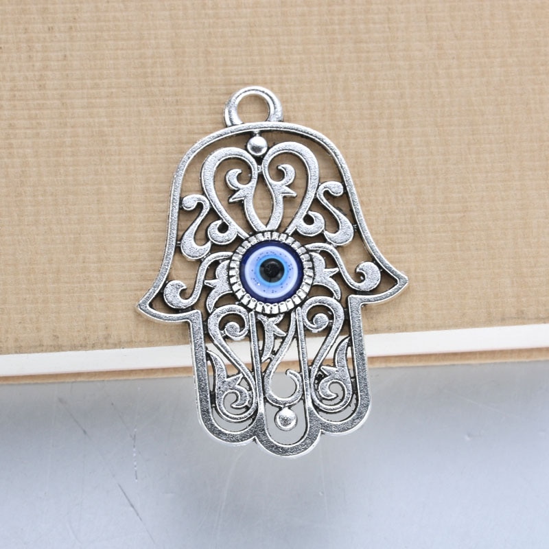 5 pièces 50x35mm ancienne Fatima Hamsa main chanceux collier pendentif bijoux accessoire faisant des bijoux de Style rétro