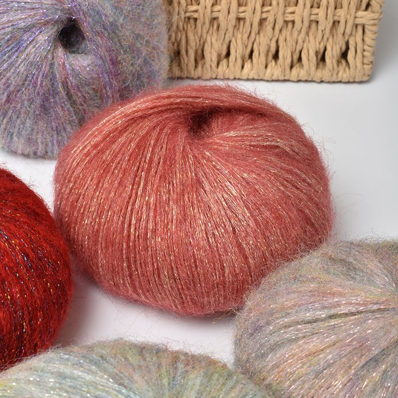 25g/Knäuel Glitzer Mohair Garn Weiche Warme betroffen zur Seite fahren Schal Hütte Faden Nadel Häkeln Hand Gestrickte Faden DIY liefert