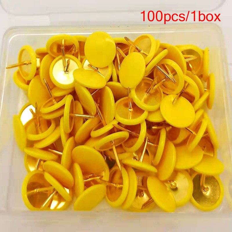 100pc Upholstery Nail Pins Color Decorative Tack Sofa Stud Flat Round Head Nails Fasteners Pushpin Furniture Thumbtack Hardware: Yellow
