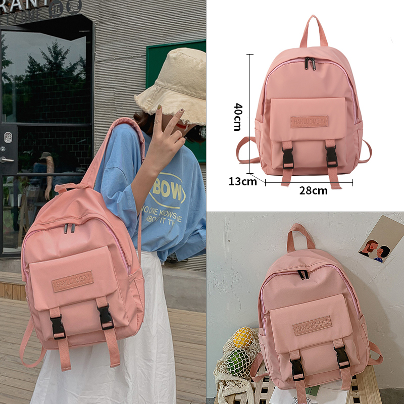 Casual Bags Women Backpack Solid Color Women Shoulder Bag School Bag For Teenage Girl Children Backpacks Travel Bag: Pink