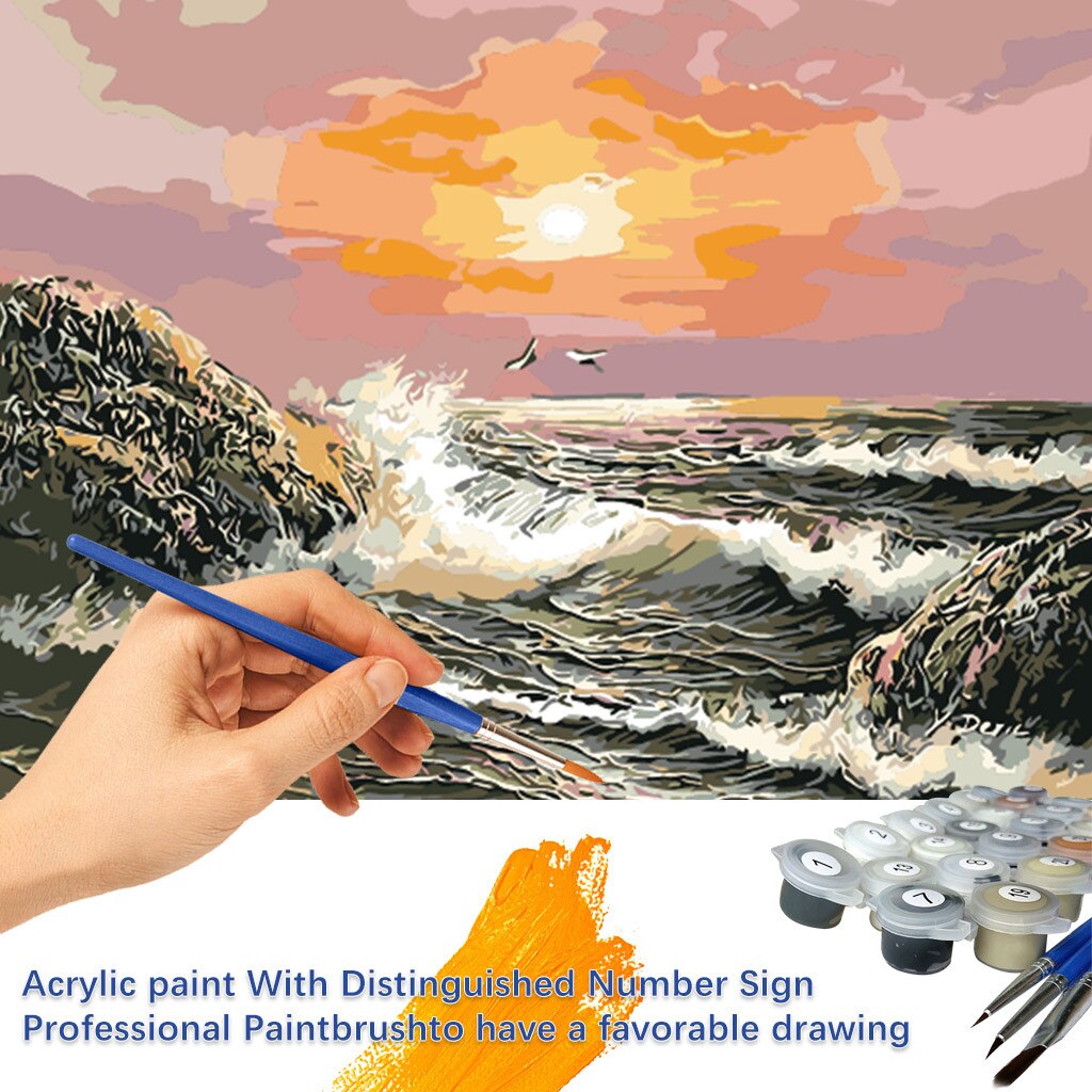 Diy pintura cuadro hecho a mano Multicolor patrones Kit colorear cuadros por números pinturas al óleo decoración del hogar: G