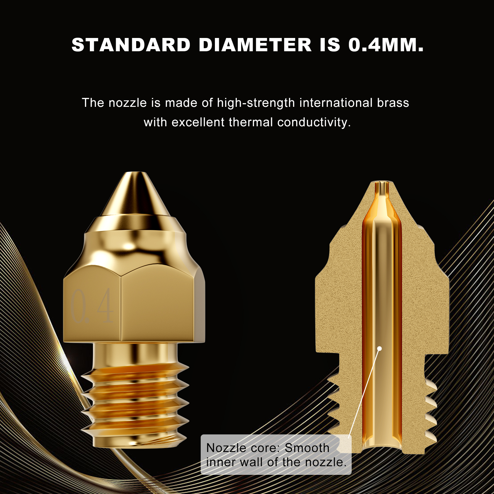 Creality Hotend Estrusore MK Kit ugelli in ottone 0,4 mm 5/10 pezzi/set per stampante serie CR-6 SE / Ender-3 / Ender 5