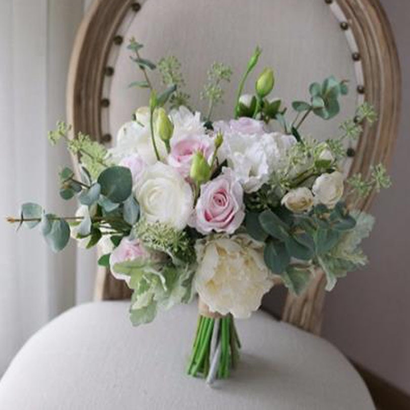 SexeMara Wit licht roze bruid bruiloft boeket met bloemen Bruidsmeisjes Boeket bridal