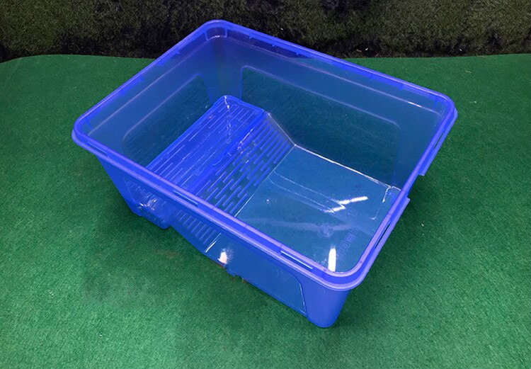 1PCS with drying table turtle tank feeding box transparent plastic large trumpet large Brazilian grass living basin