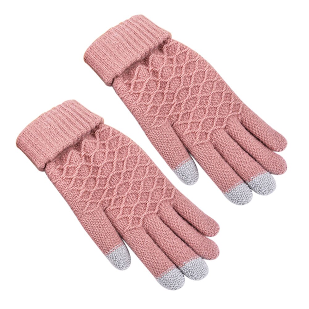 Magic Touch Screen Sensory Gloves For Women Gloves Girl Female Stretch Knit Gloves Mittens Winter Warm Accessories Wool Guantes: pink