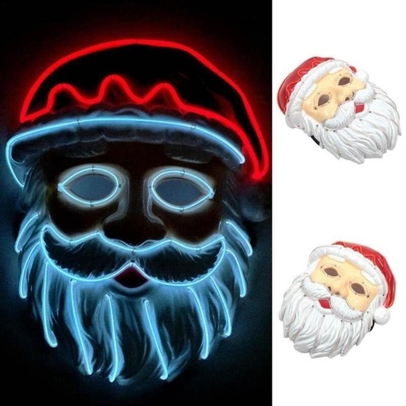 Santa Claus Led Mask Christmas Party Glowing Cold Light Role Playing Party Decoration