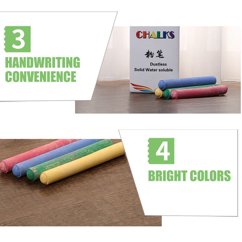 20pcs Mixed Colour White Chalk Sticks Kids Playground School Art Learning Chalk Sticks EM88