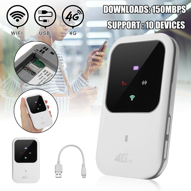 -Portable 4G LTE WIFI Router 150Mbps Mobile Broadband Hotspot SIM Unlocked Wifi Modem 2.4G Wireless Router