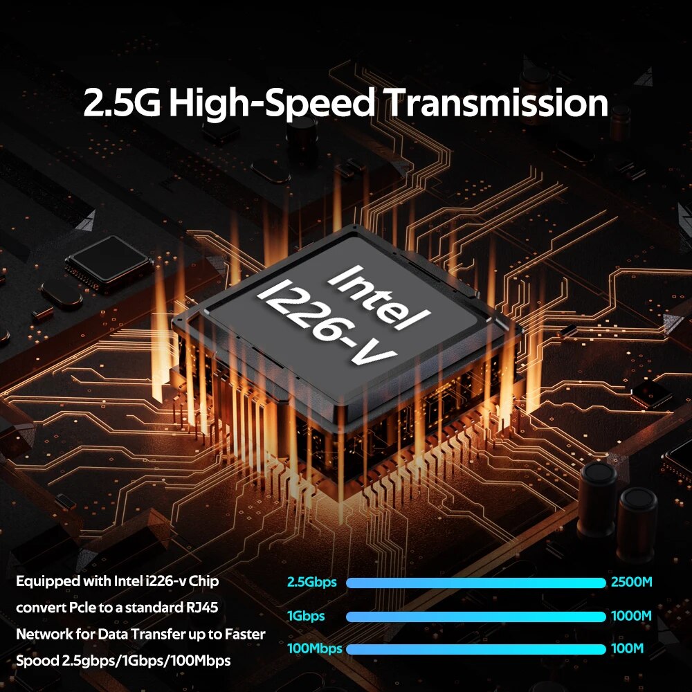 Adattatore di rete Intel I226-V PCIE a RJ45 2.5G Gigabit Ethernet 100/1000/2500Mbps Controller LAN RJ45 per desktop/PC Easy Set