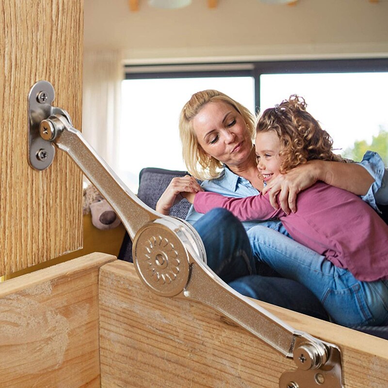 2 Pcs Toy Box Hinges Soft Close, Hinges And Latches For Wood Boxes And Hydraulic Hinge, Metal Chest Hinges