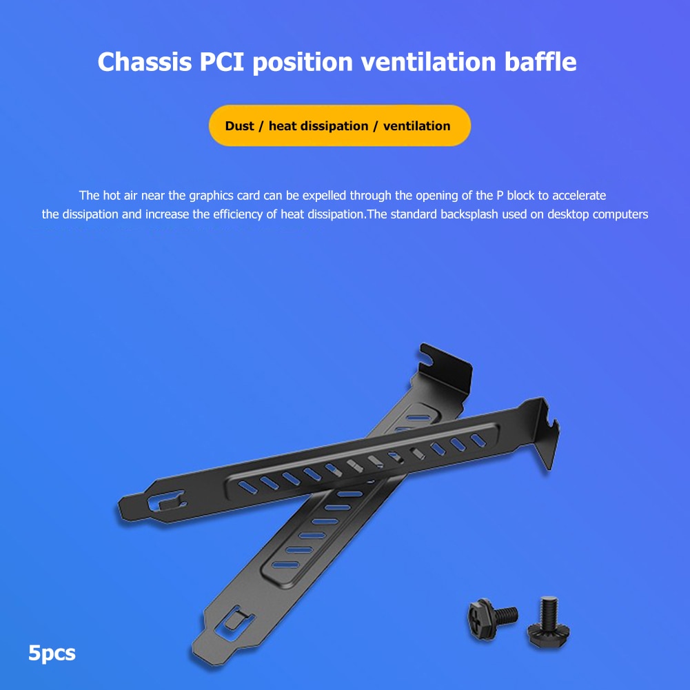 5Pcs Computer Chassis PCI Baffle PC Case PCI Slot Cover Graphics Card Heat Dissipation Ventilation Plate with Screws