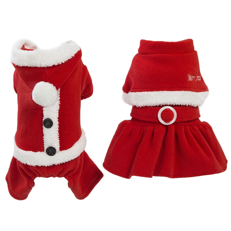 Santa Claus Dog Costume Winter Warm Fleece Small Medium Dog Coat Jackets Chihuahua French Bulldog Christmas Pet Dogs Clothes