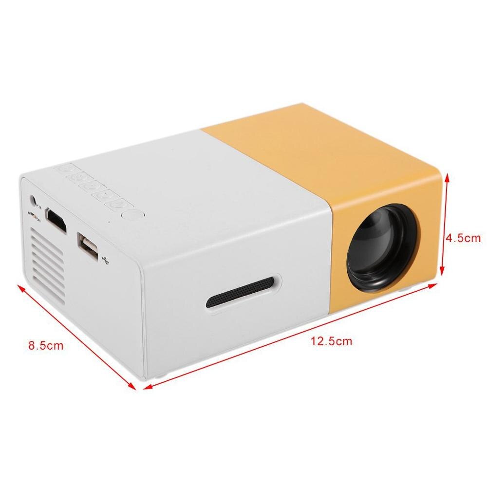 YG300 Mini Projector Full HD1080P Home Theater LED Projector LCD Video Media Player Projector Yellow & White