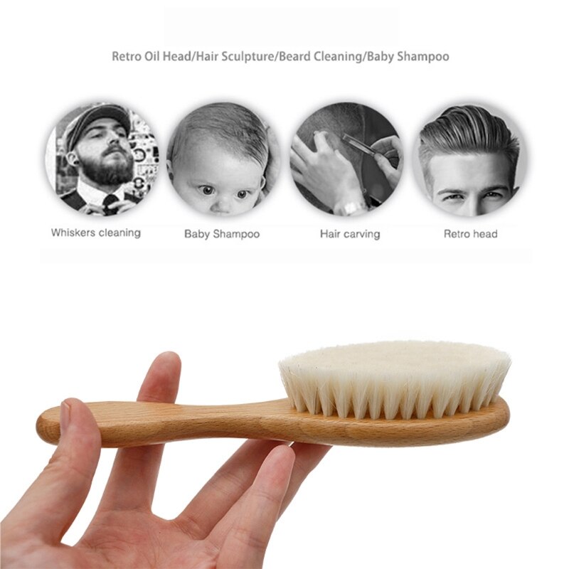 2Pcs Baby Care Pure Natuurlijke Wol Borstel Pasgeboren Houten Borstel Haarborstel Baby Kam Head Massager