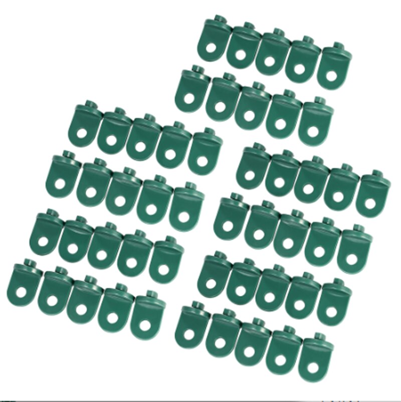 10 drivhus-plastkroge, sorte og grønne plastikclips, bruges til at installere små drivhuse