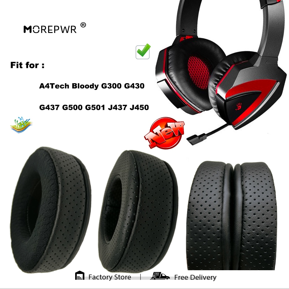 Morepwr upgrade Replacement Ear Pads for A4Tech Bloody G300 G430 G437 G500 G501 J437 J450 Headset Parts Cushion Earmuff