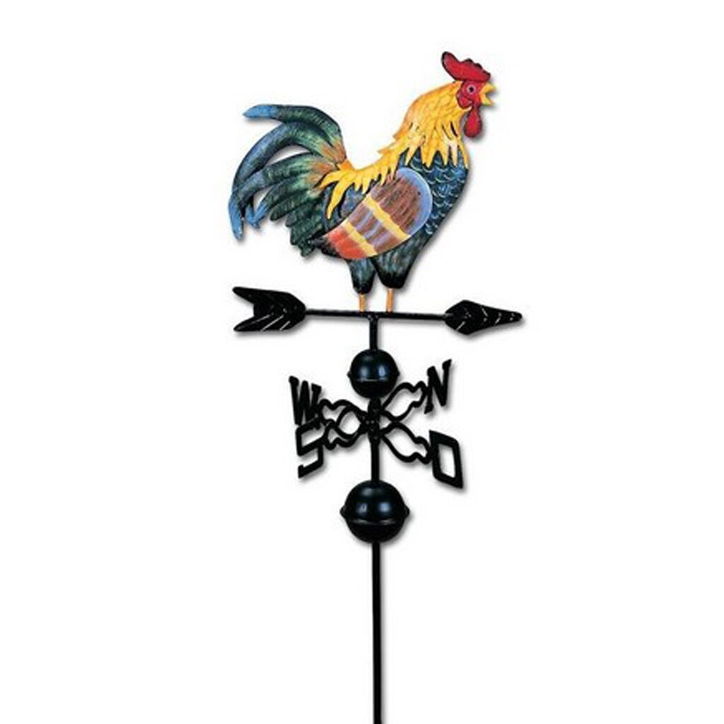 Iron Rooster Weather Vane Metal Weather Vane Painted Ornament For Roof Shack Indicating Wind Direction Yard Decor Cock Decorated: Rooster