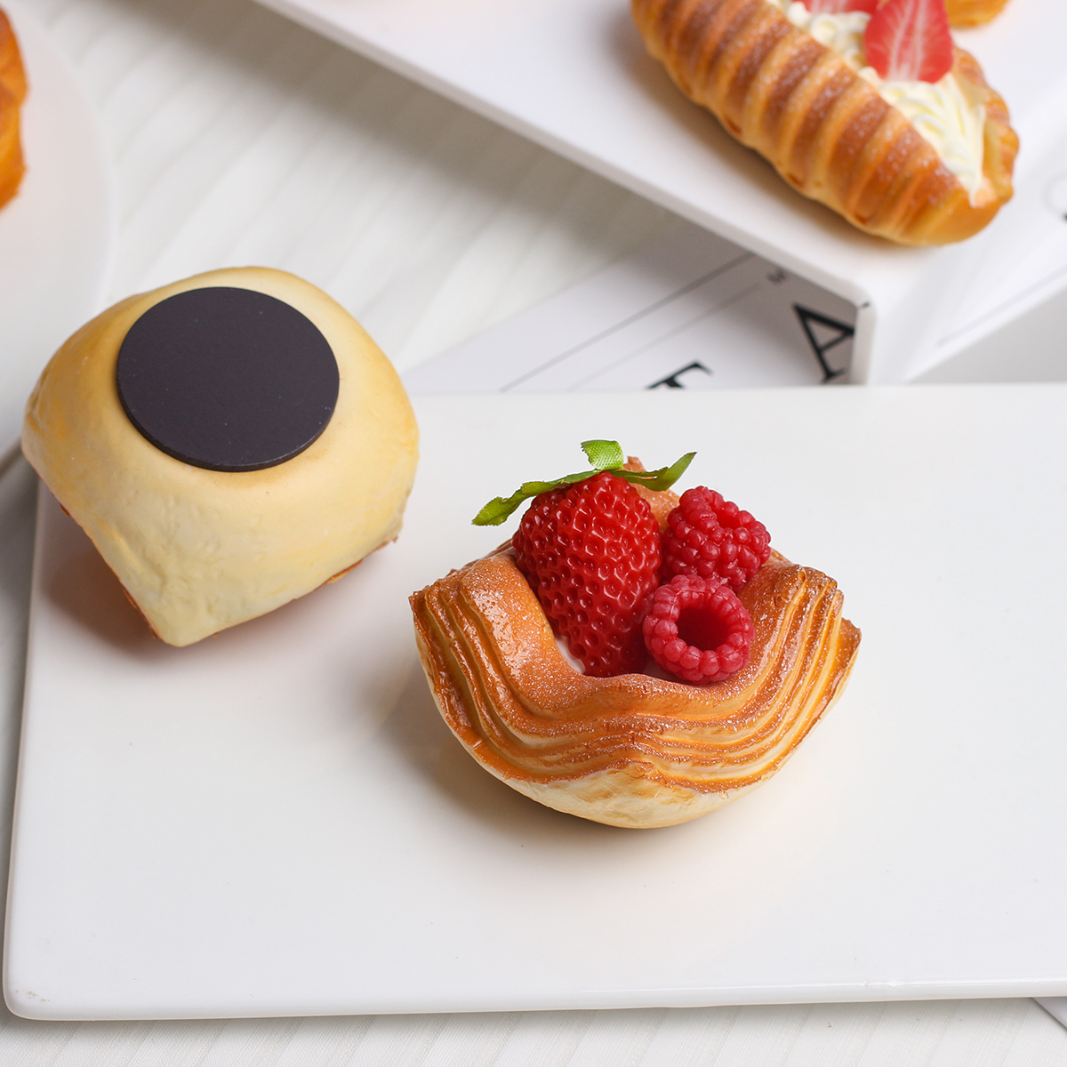 Modelo de pan de cocina de frutas artificiales, refrigerador, Material Pu, decoración del hogar, adornos de muestra de alimentos, accesorios de tiro, 3 uds.