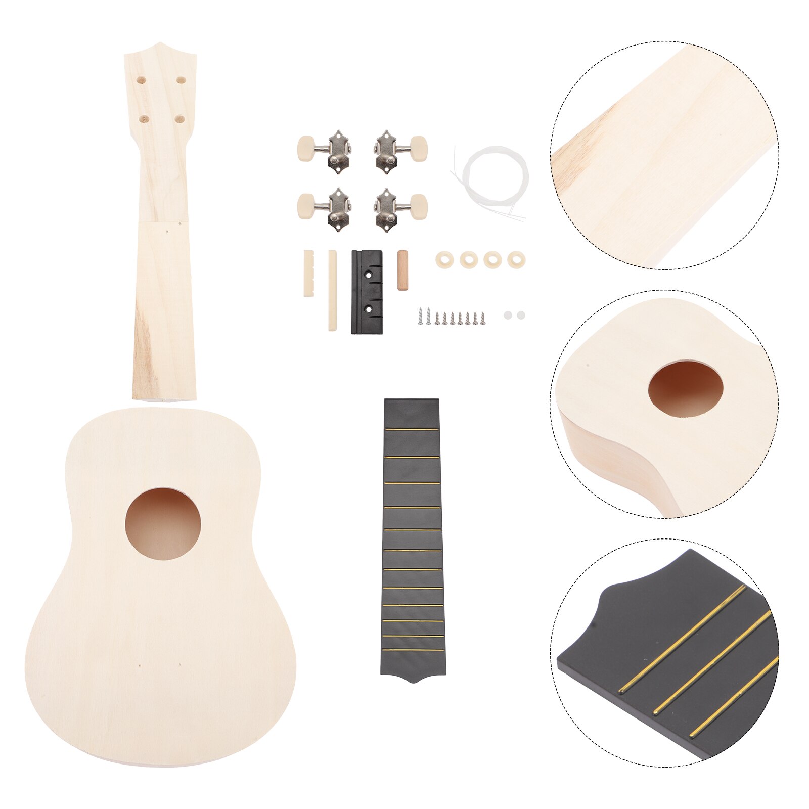 1 Set DIY Ukulele Making Kit Ukulele Hand Made Making Supplies for Children
