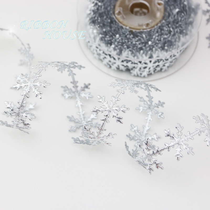 (10 meter/rolll) Imitatie lederen goud zilver sneeuwvlok lint kant Kerst viering decoratieve ultrasone reliëf lint