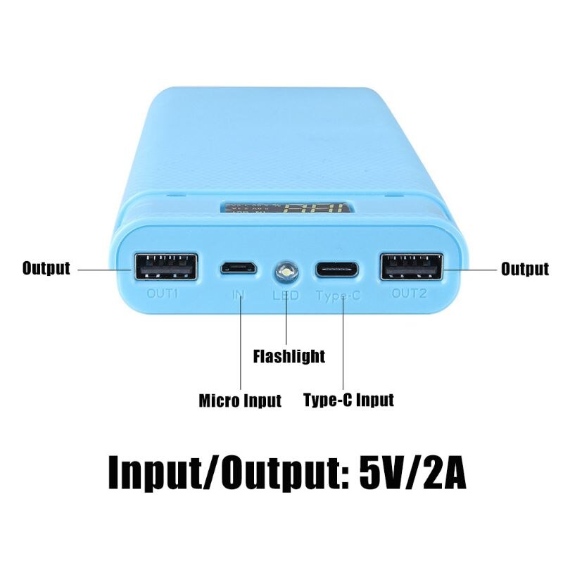 1 Pc Dual USB LCD Power Bank Shell 10x18650 Battery Case Charger Box Accessories