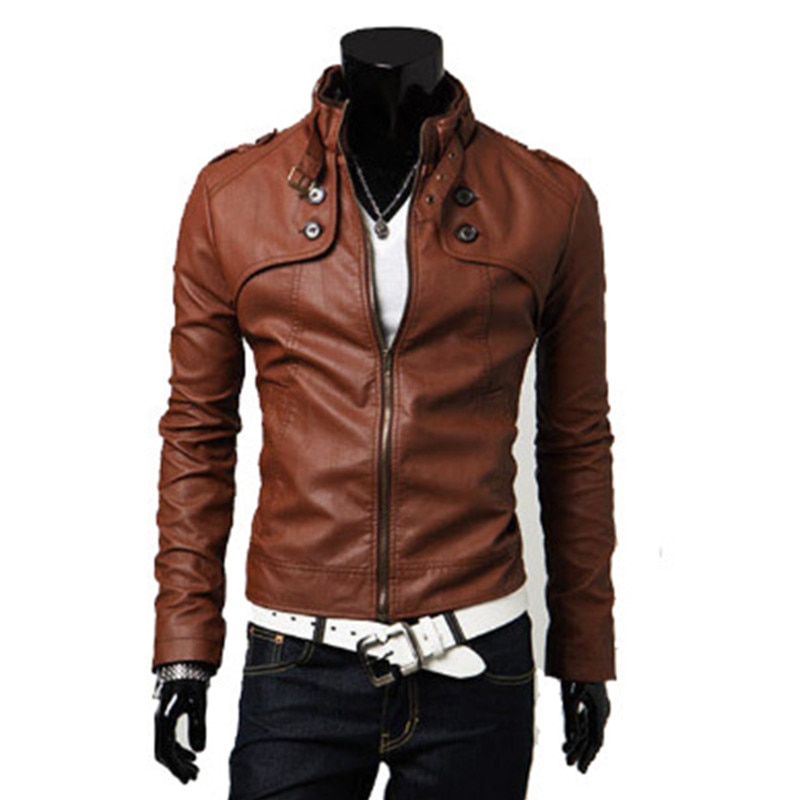 Motorcykel smal pu konstläderjackor herr dj jackor herr jaqueta de couro masculina herr skinnjackor nitar