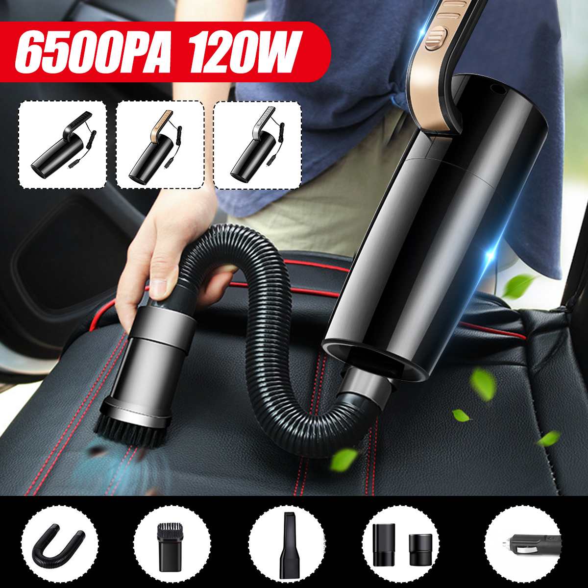 Handheld Vacuum Powerful Cyclone Suction Car Vacuum Cleaner Wet Dry Auto Portable For Car Home Pet Hair Cleaner 6500PA 120W