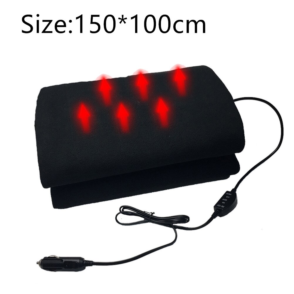 12V Electric Brushed Fleece Car Heated Blanket 4 4 Levels Temperature Adjustment Timing Heater Warmer With LCD Screen Display: 150x100cm