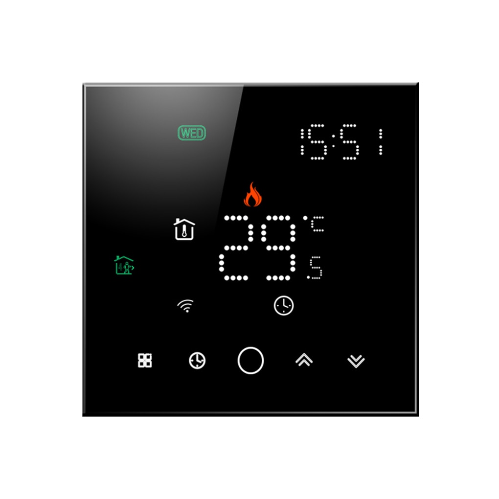 Room Thermostat Wall Mounted LCD Screen Display Digital Temperature Controller Programmable, GCLW & GC: wifi x black