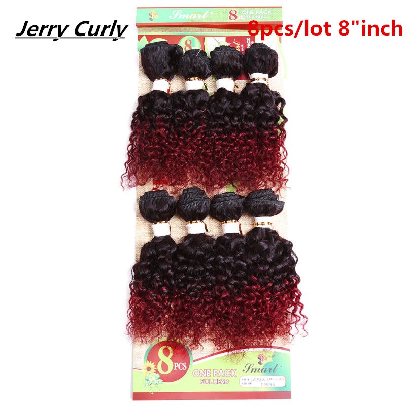 Eunice Ombre Hair Extensions Kinky Curly Weave Synthetic Hair Bundles 8pieces/lot 1 Pack 8-14"INCH: Bug