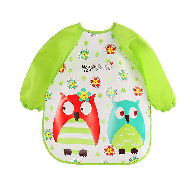 Long Sleeve Waterproof Burp Cloths Baby Feeding Bib with Sleeves Child Kids Boys Girls Apron Eating Smock Cosas Para Bebe: owl