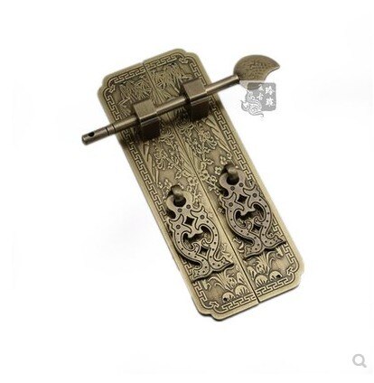 Pure Copper Antique Door Handles Kit Retro Chinese Style Gate Pulls Furniture: Bronze color3x15