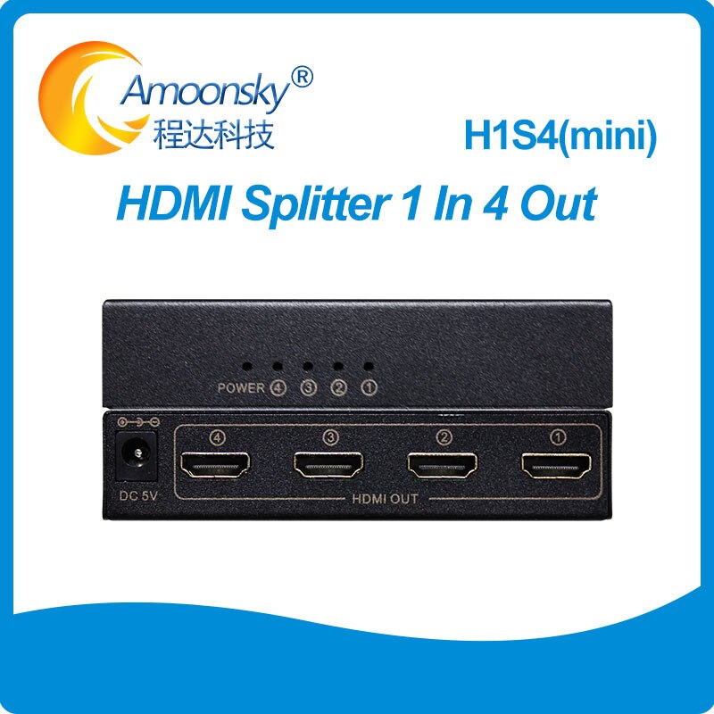 1x2 divisor hdmi 1 em 2 para fora h1s2 h1s4 mini divisor hdmi 1x4 1 em 4 para fora: H1S4 Mini