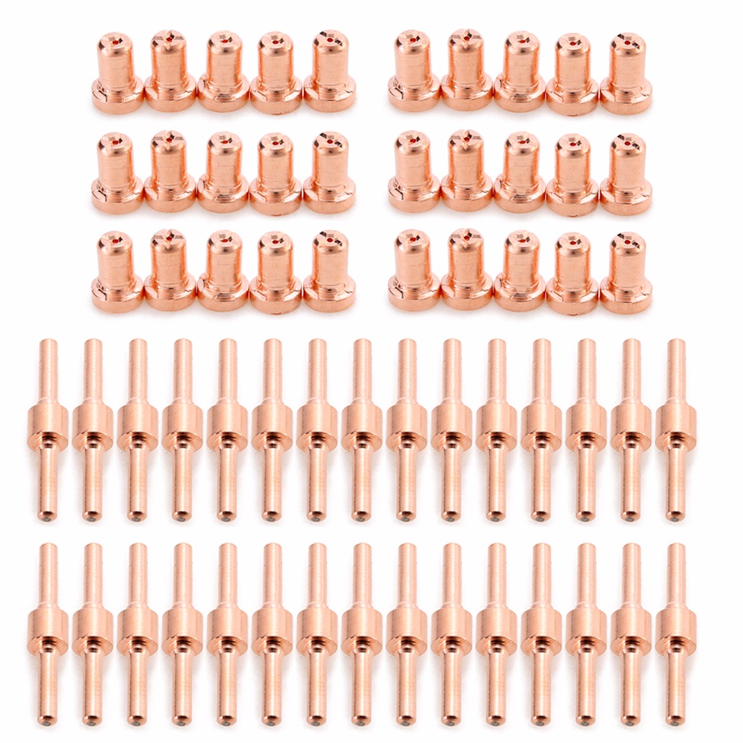60pcs Extended Long Tip Electrode & Plasma Cutter Nozzles Consumable Kits For PT31 LG40 40A Plasma Cutting Torch Fittings