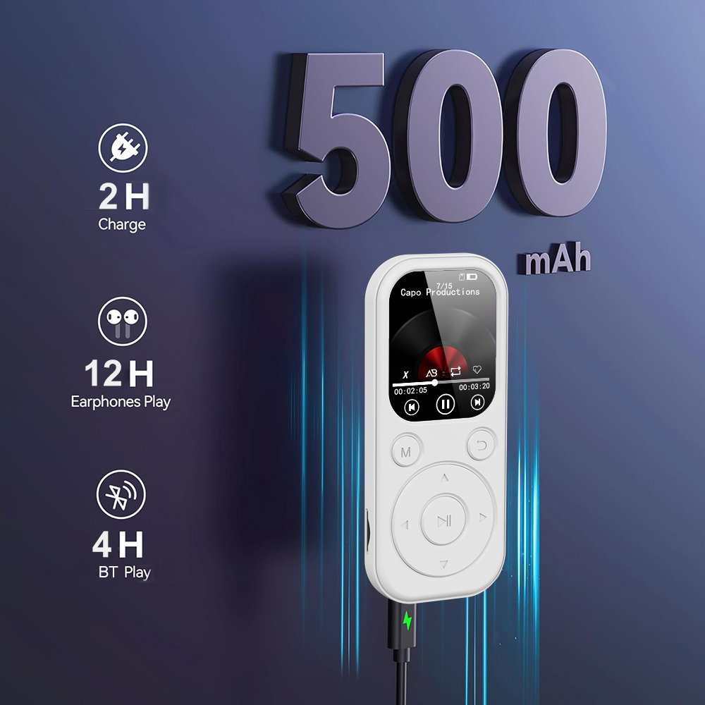 Neuester 1,8 Zoll schlanker MP3-Player Bluetooth 5.4 tragbarer Walkman-kompatibler eBook-Aufnahme-FM-Radio-Musik-Player