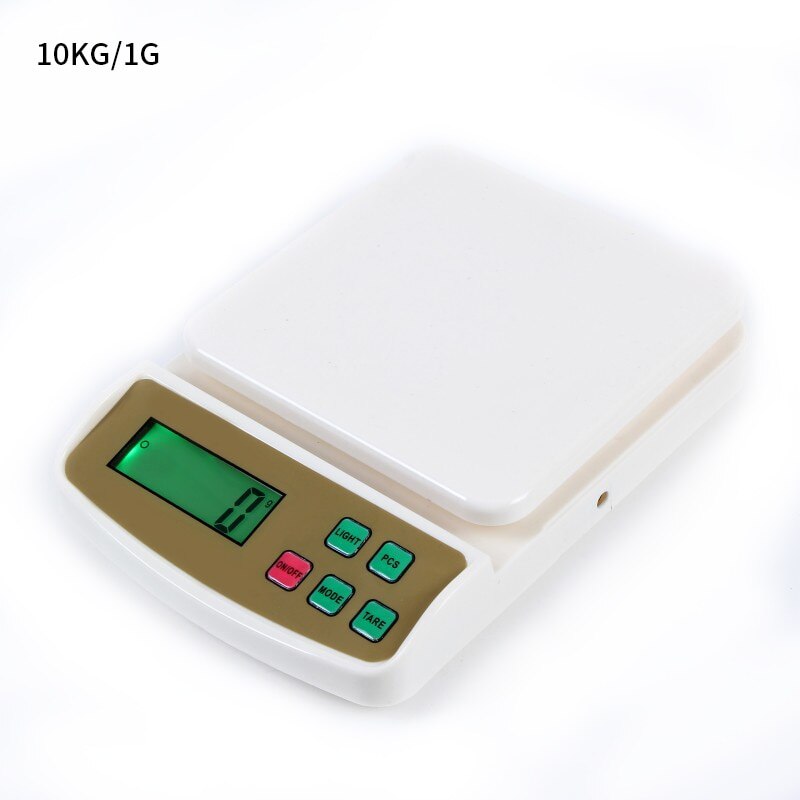 5/10KG x 1g Stainless Steel Digital Household Kitchen Measuring Weight Food Scale Electronic Scale Digital Without Battery: 10kg white