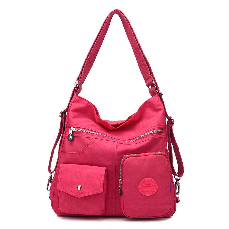 2019 nuove donne impermeabili borsa doppia tracolla borse firmate borsa femminile in Nylon di alta qualità: Rose red