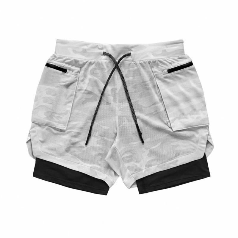 Sports Shorts Large Mesh Drawstring Quick Drying Double Deck Camouflage Pants Training Capris Summer Casual Shorts