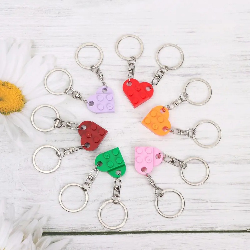 2 pièces séparable bijoux Couples amitié bloc de construction porte-clés porte-clés clé boucle coeur pendentif