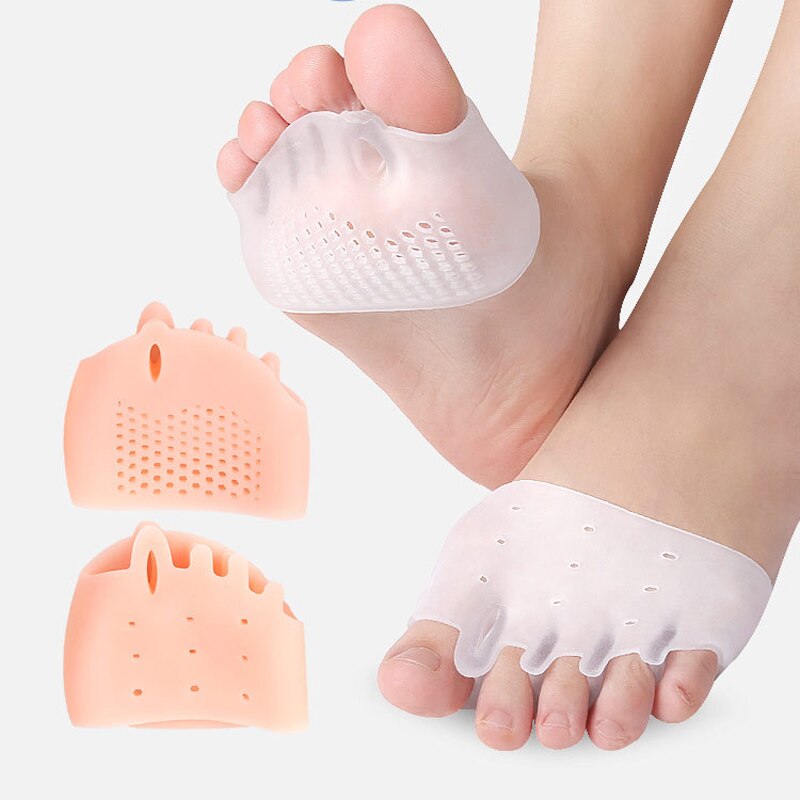 2Pieces = 1Pair Silicone Forefoot Pads Five-Hole Honeycomb Shape Hallux Valgus Gel Insole Corrector Toe Cover Orthopedics Care