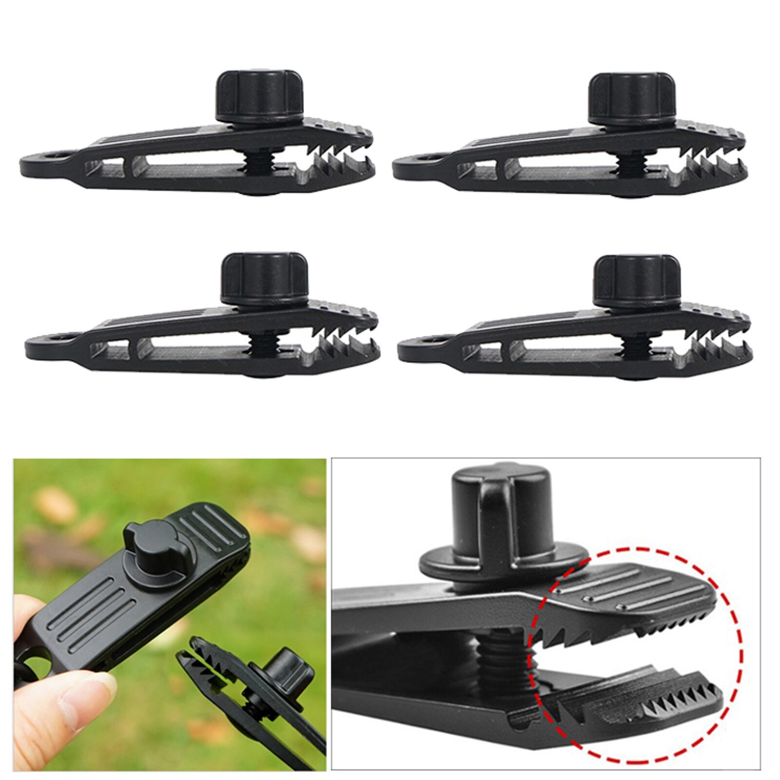 Pinzas para lona de alta resistencia, abrazadera para toldo de tienda, cubierta de barco y coche, broche de amarre, herramientas de cuerda para acampar al aire libre, 4 unids/set por juego