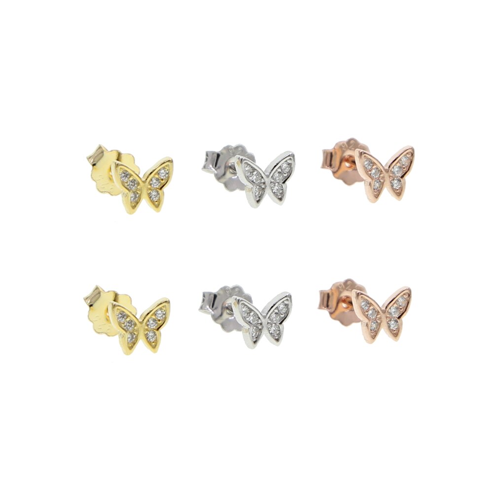 925 sterling sølv søde dejlige minimale delikate mikro pave cz mini sommerfugl charme øreringe kvinder pige smykker