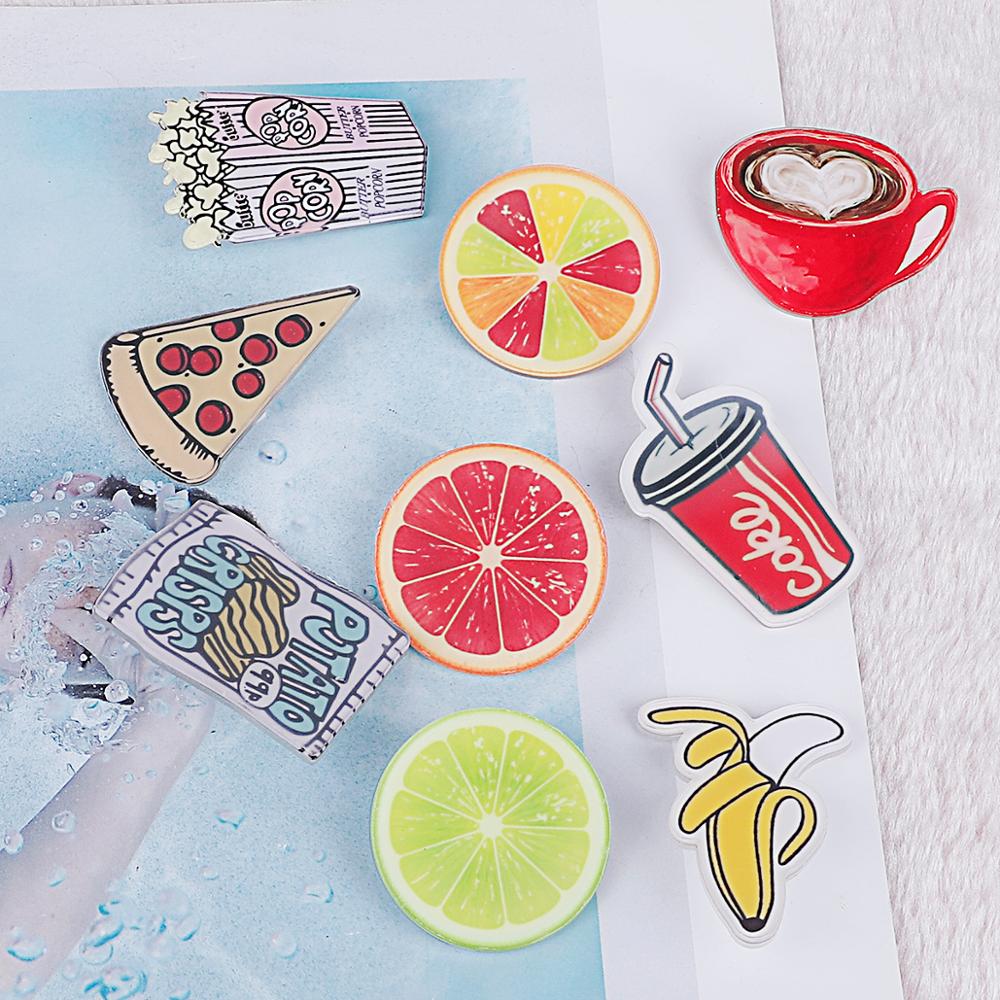 Søde akryl badges nåle til tøj/taske/sko dekoration badge rygsæk frugt pizza pin knap akryl broche
