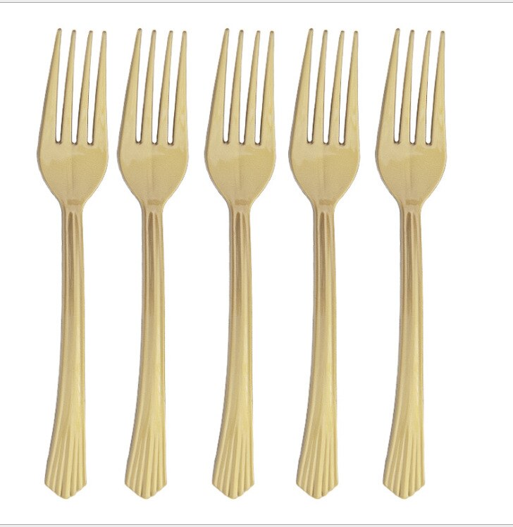 Roze Feestartikelen Set Stippen Papieren Borden Wegwerp Servies Set Servetten Cups Vork Messen Lepel Verjaardag Bruiloft Baby Shower: fork 10pieces