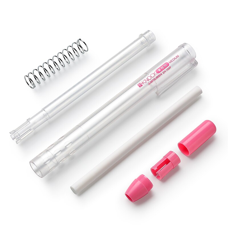 1 stk uni push blyant viskelæder eh -105p bærbar pen type gummi skitse studerende dedikeret gennemsigtig pen er -100pk udskiftning kerne