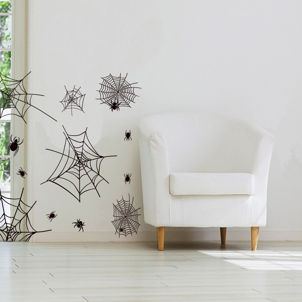 Halloween Bat Spider Removable Window Sticker Wall Decal Home Theme Party Decor Sticker Bat, spider, spiderweb shape Halloween